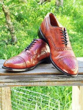 Allen Edmonds Brown 9-D Cap Toe Oxford Mens Leather Dress Shoes